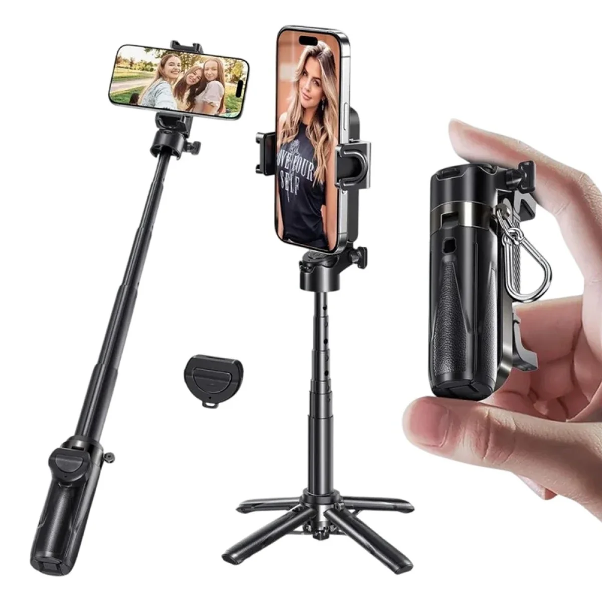 Jmary MT-18 Mini Selfie Stick Tripod with Wireless Remote Control - Black