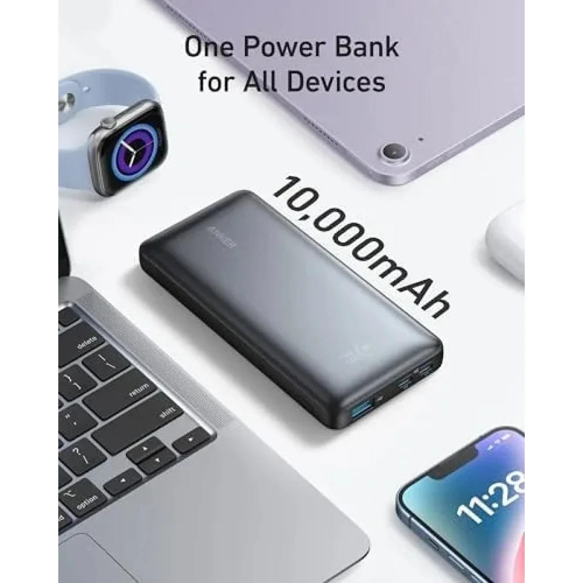 Anker 533 Power Bank A1249 PowerCore 25W 10000mAh, 3 Ports, Black - Thumbnail 4