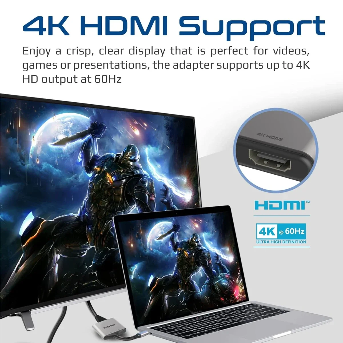 Promate MediaLink-H2 USB-C to Dual HDMI Adapter 4K HDR - Thumbnail 2