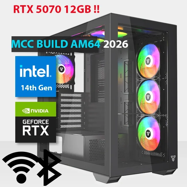 كمبيوتر ألعاب MCC IN64-26 MIDAS بمعالج Intel Core i9-14900KF وكرت RTX 5070 OC ورام 32GB وSSD 1TB