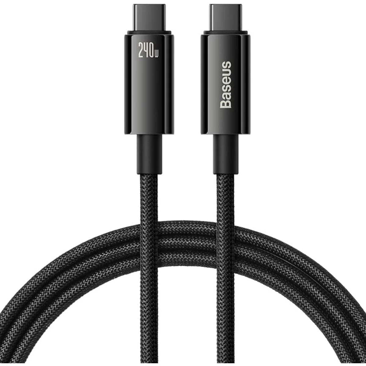 كابل Baseus Tungsten Gold USB-C إلى USB-C للشحن السريع ونقل البيانات 240W بطول 3 متر أسود