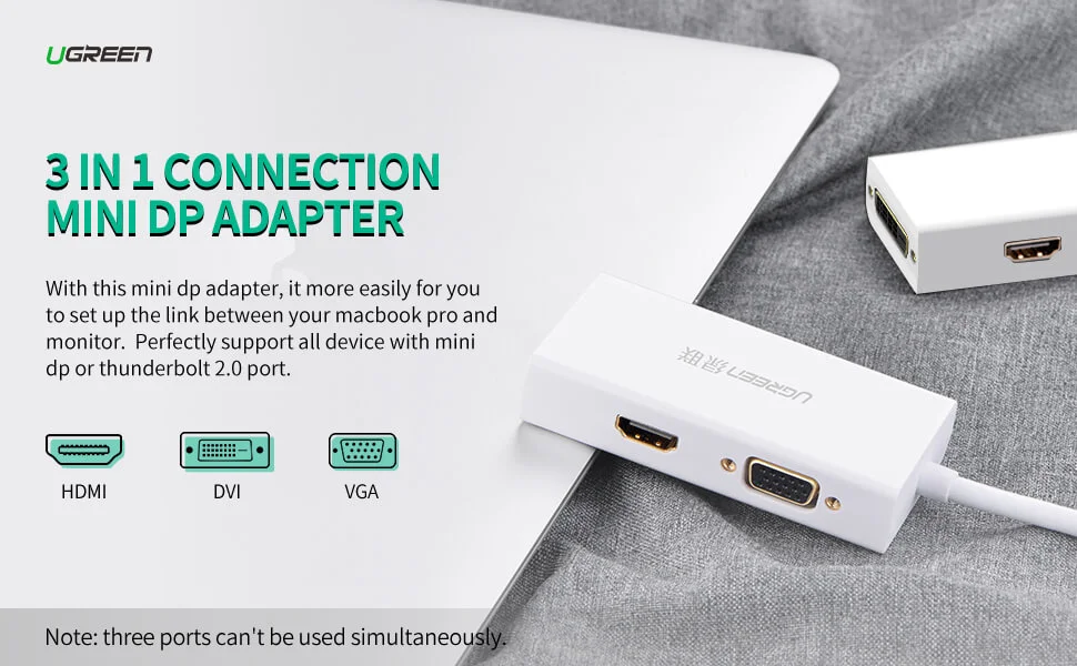 محول Ugreen 20417 من Mini DisplayPort إلى HDMI وDVI وVGA - Thumbnail 3