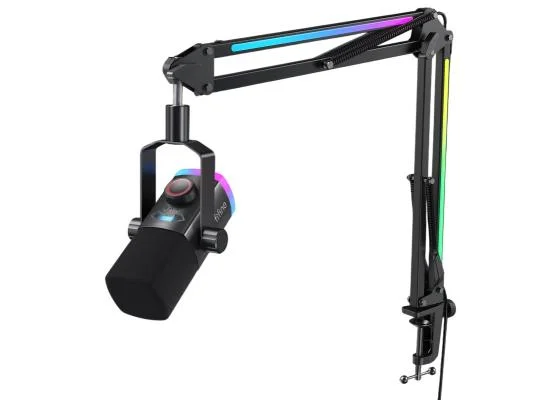 طقم ميكروفون FIFINE AM8PROT ديناميكي USB/XLR مع ذراع RGB - أسود - Thumbnail 5