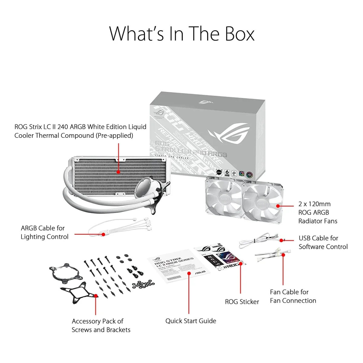مبرد سائل للمعالج Asus ROG Strix LC II 240 ARGB AIO باللون الأبيض - Image 2