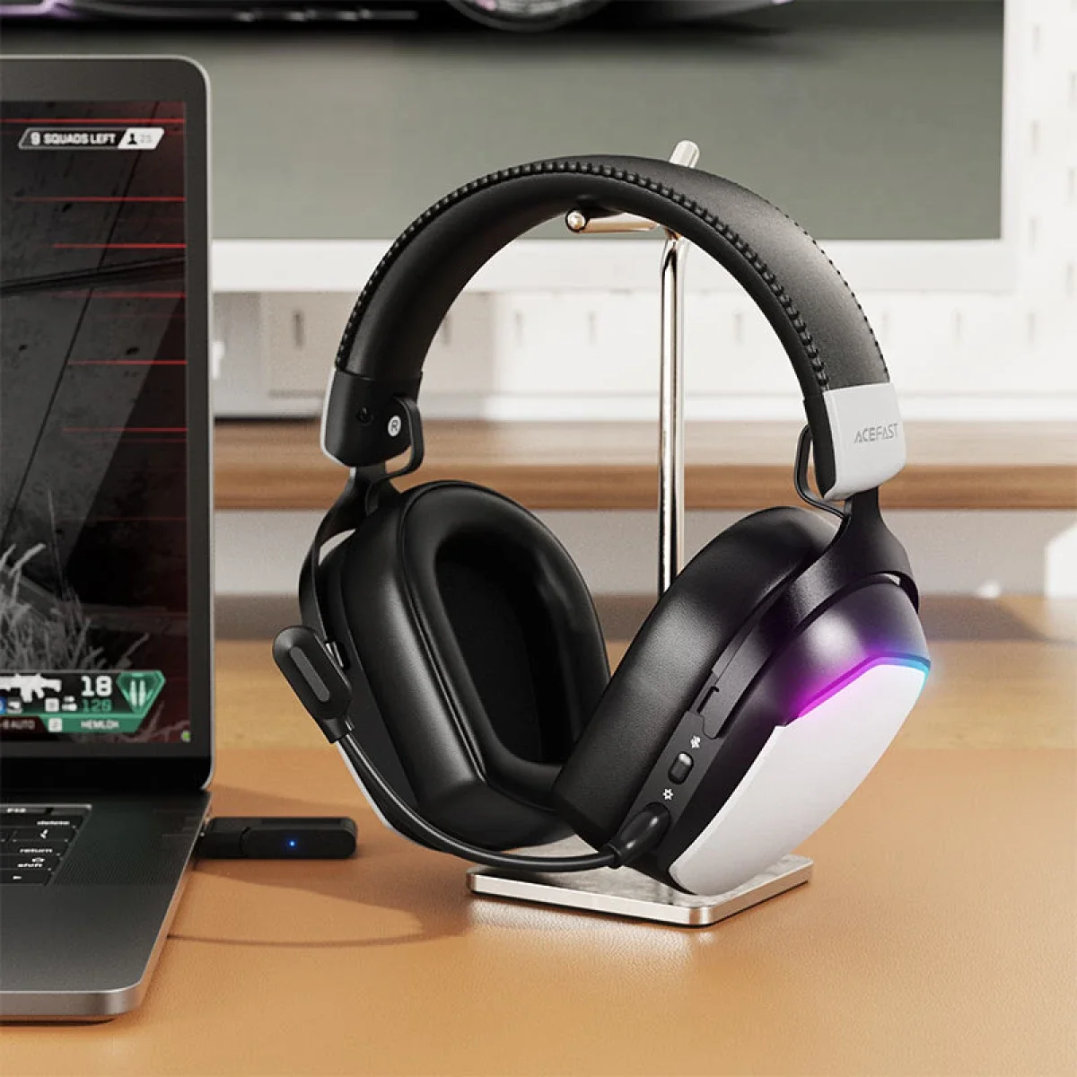 ACEFAST H11 Wireless Gaming Headset with RGB Light, Detachable Microphone & 50mm Drivers - Image 5