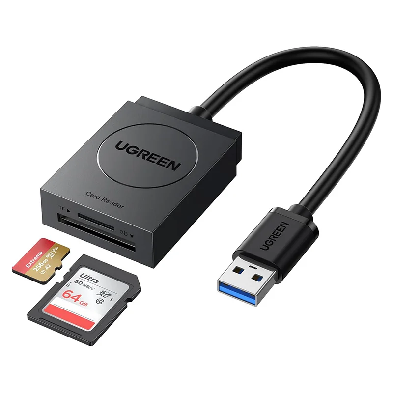 قارئ بطاقات Ugreen CR127 / 20250 2 في 1 USB 3.0 لبطاقات SD وTF microSD - Image 2