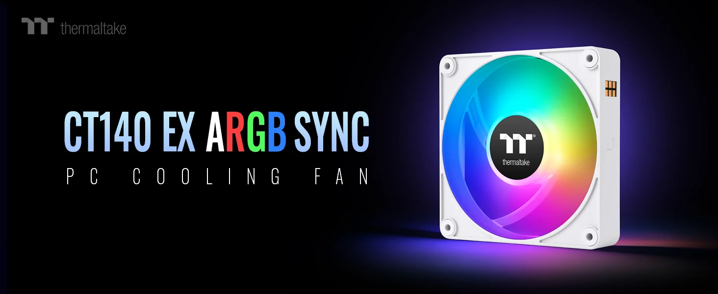 مروحة تبريد PC Thermaltake CT140 EX ARGB Sync مقاس 140 مم باللون الأبيض 3 قطع - Image 6