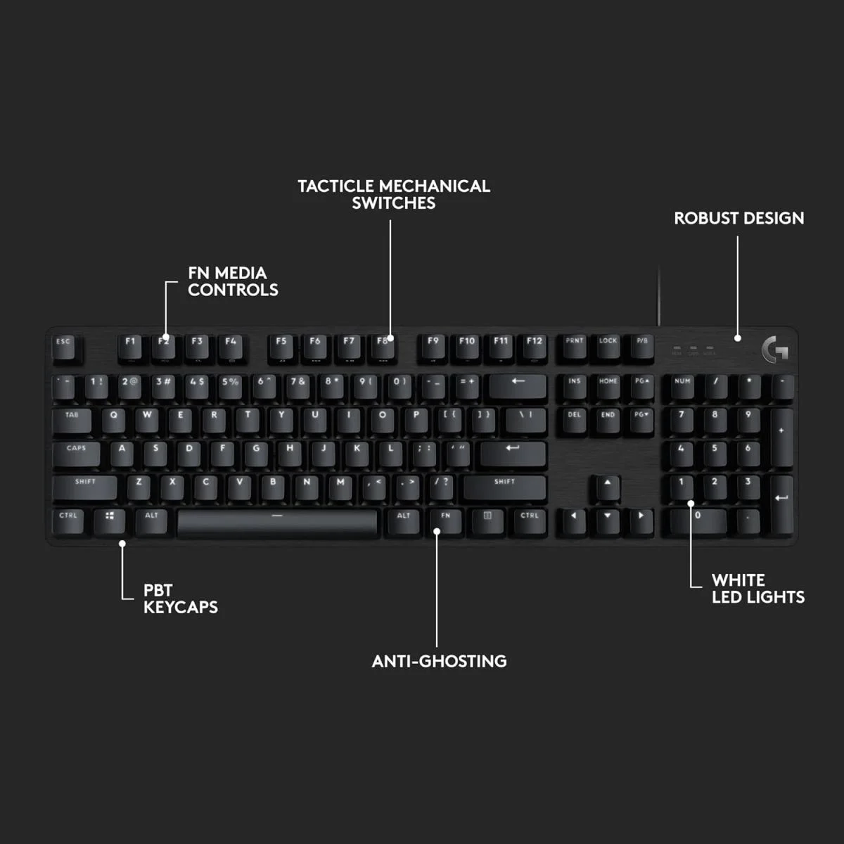 Logitech G413 SE Full-Size Mechanical Gaming Keyboard with Tactile Switches - Black - Image 2