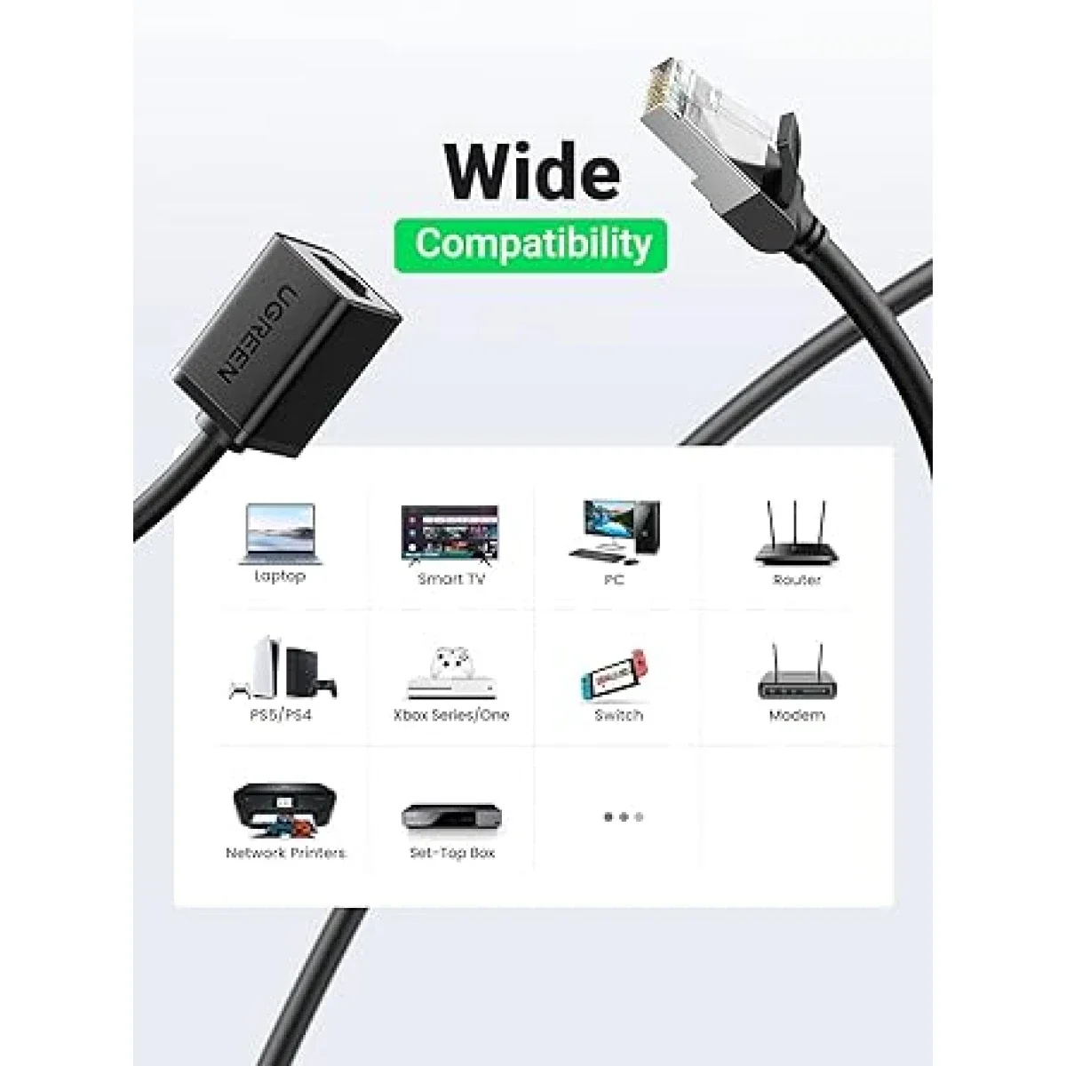 Ugreen CAT6 F/UTP RJ45 Male-to-Female Ethernet Extension Cable 5m - Thumbnail 2