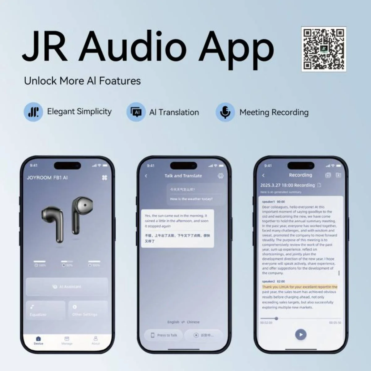 سماعات JOYROOM FunPods JR-FB1 AI لاسلكية بتقنية BT 6.0 وتشغيل 35 ساعة، أبيض - Image 4