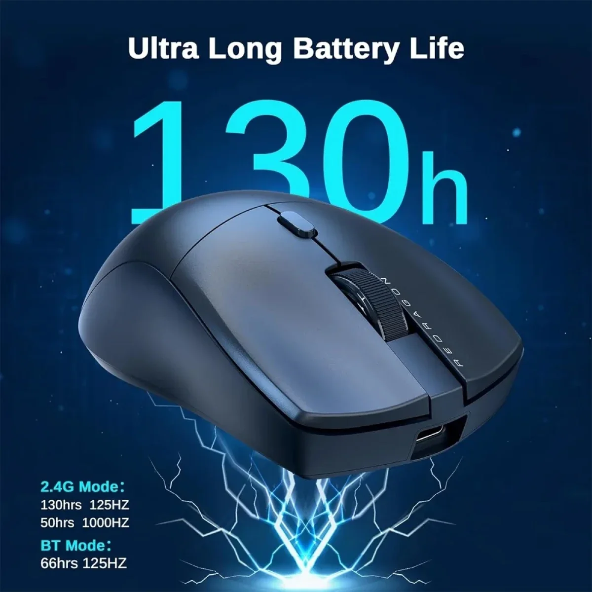 ماوس ألعاب لاسلكي خفيف ثلاثي الاتصال Redragon بدقة 26000 DPI أسود M815 NEVA Pro - Thumbnail 4