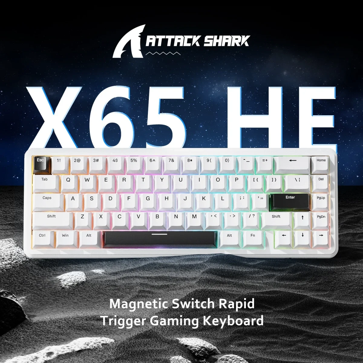 كيبورد ألعاب ATTACK SHARK X65 HE مغناطيسي سلكي 65% أبيض - Image 3