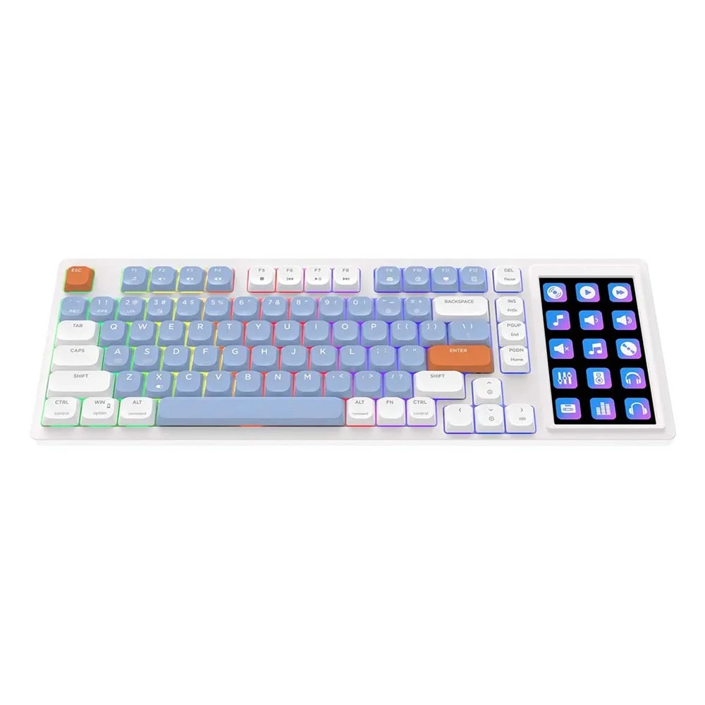 AJAZZ AK815 Mechanical Keyboard with Screen, Red Switches & DIY RGB – White, Blue & Orange - Image 5