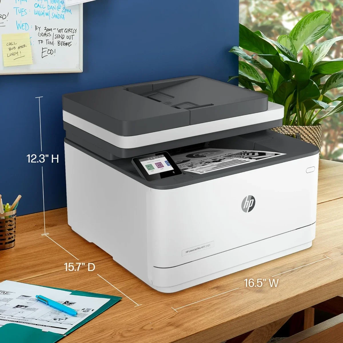 طابعة متعددة الوظائف ليزر أحادية HP LaserJet Pro MFP 3103fdw 4 في 1 لاسلكية مع طباعة على الوجهين ومغذي تلقائي أبيض - Image 3