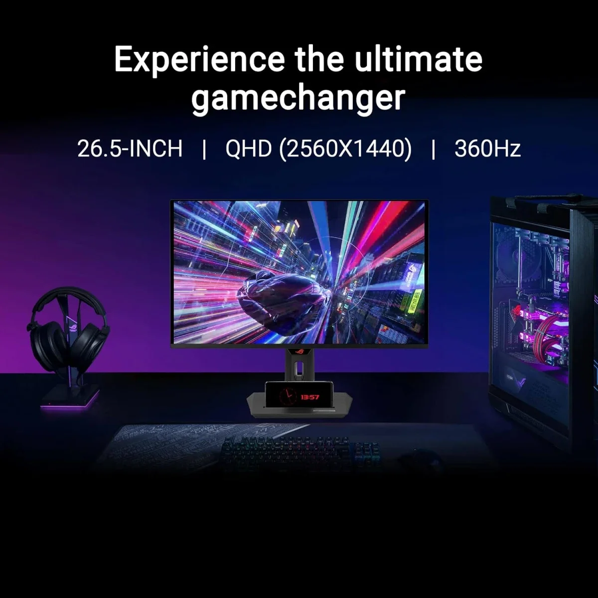 Asus ROG Strix XG27ACDNG 27-Inch QD-OLED QHD Gaming Monitor, 360Hz, 0.03ms, Black - Thumbnail 2