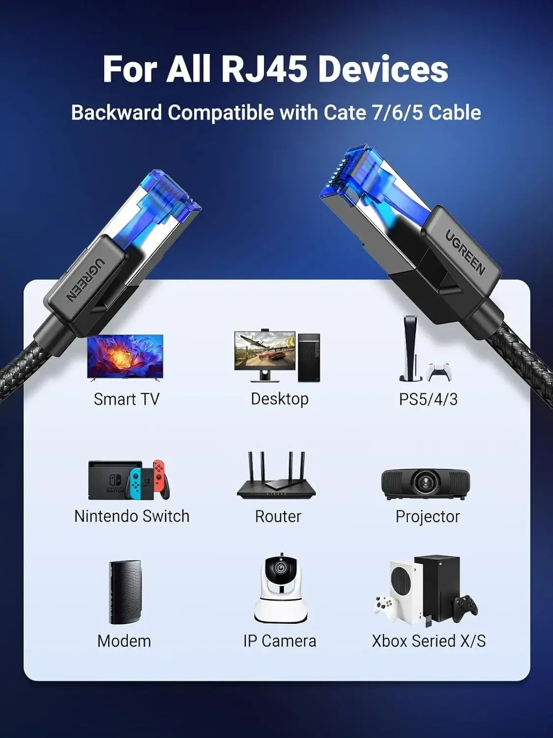Ugreen 80429 Cat 8 Ethernet Cable Shielded Braided 1m - Thumbnail 3