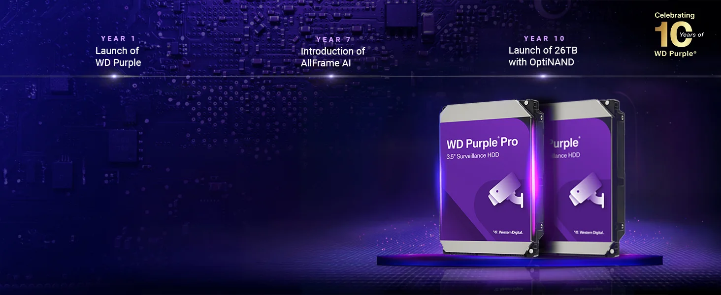 هارد ديسك داخلي للمراقبة Western Digital WD Purple سعة 8TB بسرعة 5640 RPM SATA 6 Gb/s وكاش 256MB WD85PURZ - Thumbnail 7
