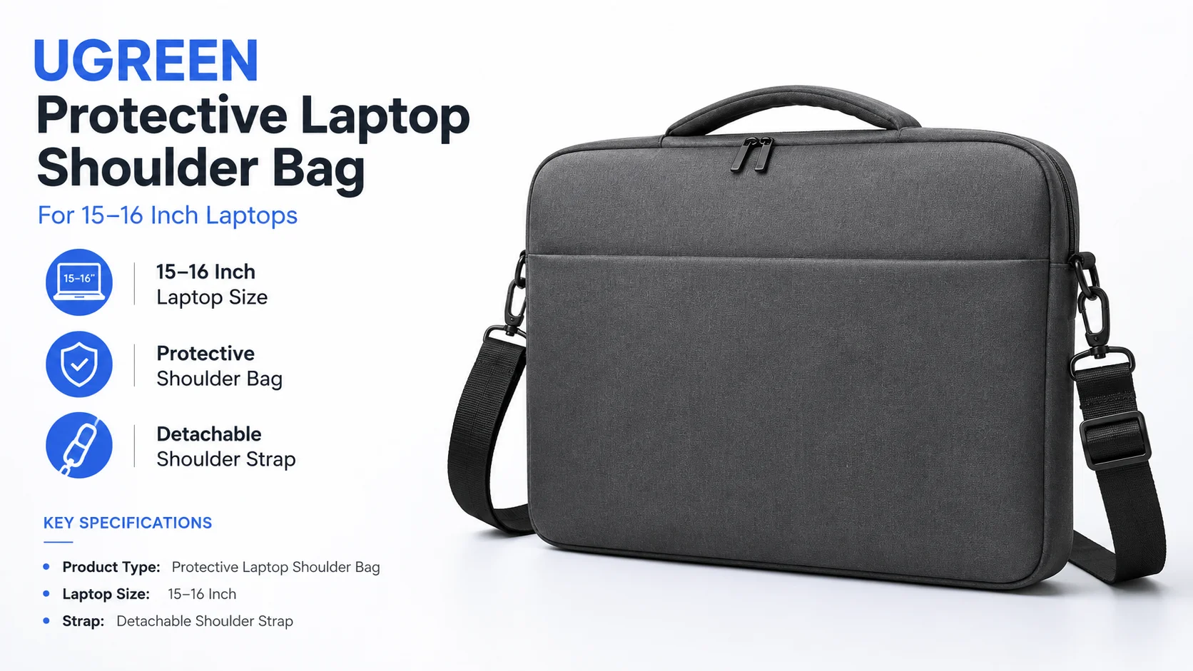 Ugreen 55675 Protective Laptop Shoulder Bag for 15–16 Inch Laptops - Image 7