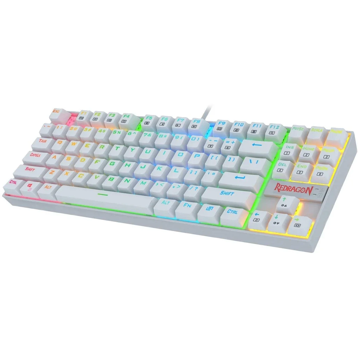 Redragon K552 Kumara White RGB Mechanical Gaming Keyboard, 87 Keys, Blue Switches
