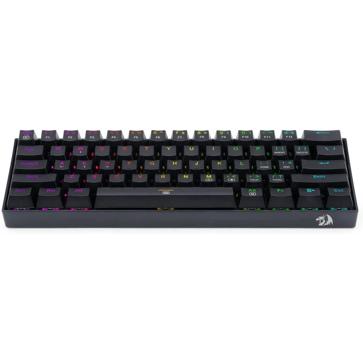 كيبورد ألعاب ميكانيكي Redragon K630 Dragonborn سلكي RGB بنسبة 60%، 61 مفتاح، سويتش أزرق خطي، أسود - Thumbnail 7