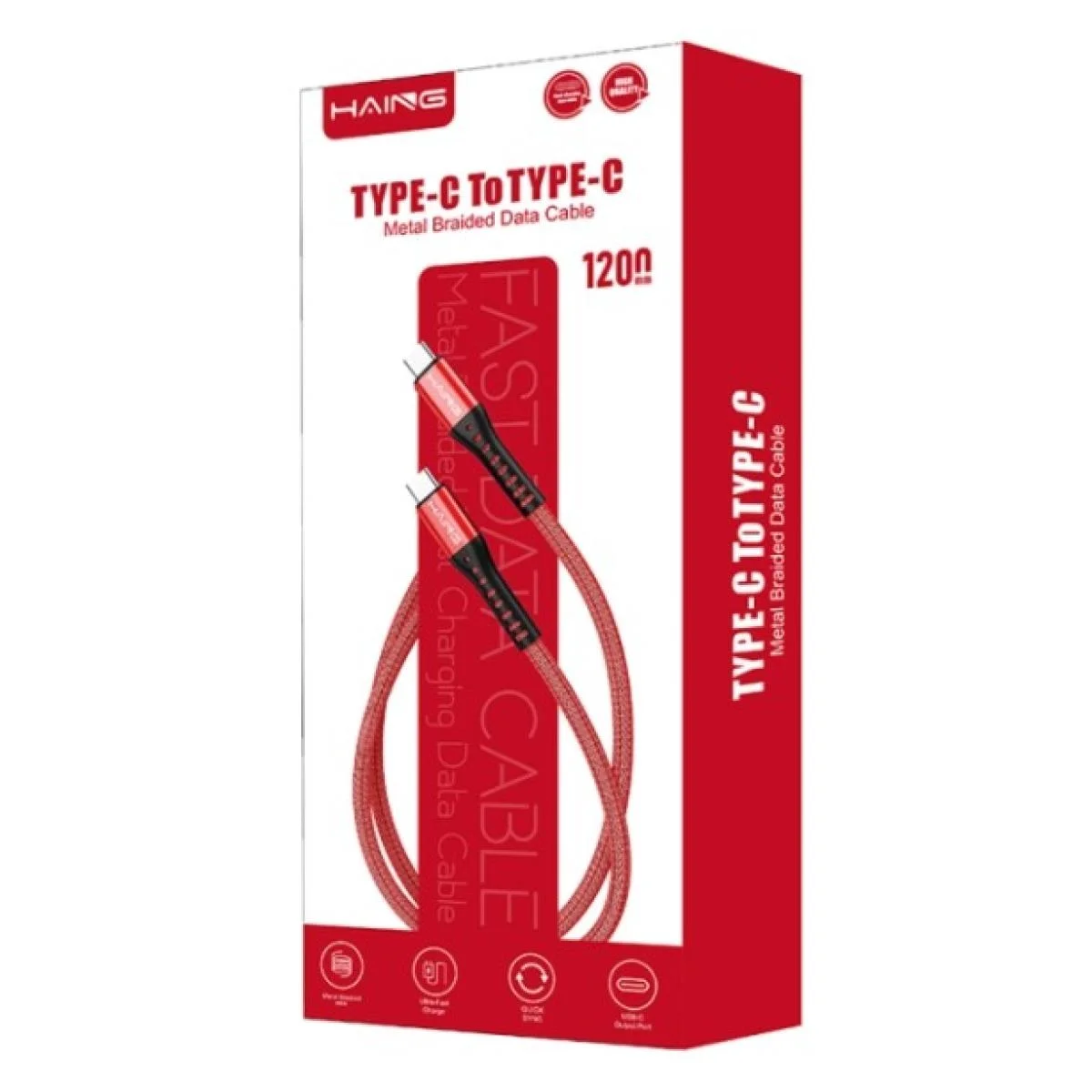 HAING HI042CC Type-C to Type-C 20W Metal Braided Data Cable 1.2m - Thumbnail 2