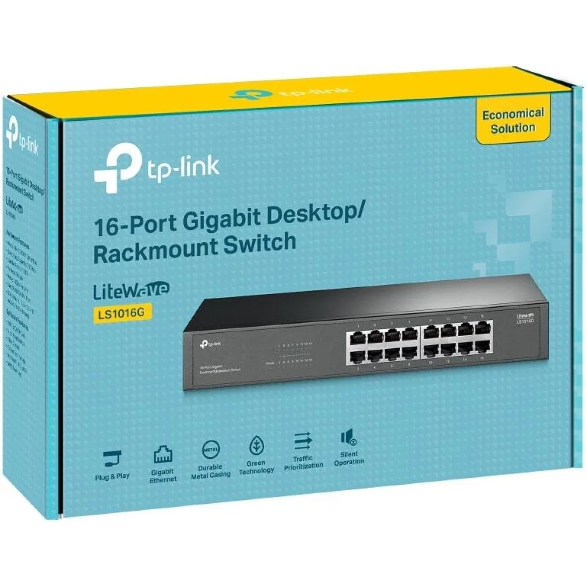TP-LINK LS1016G 16-Port Gigabit Desktop/Rackmount Unmanaged Switch