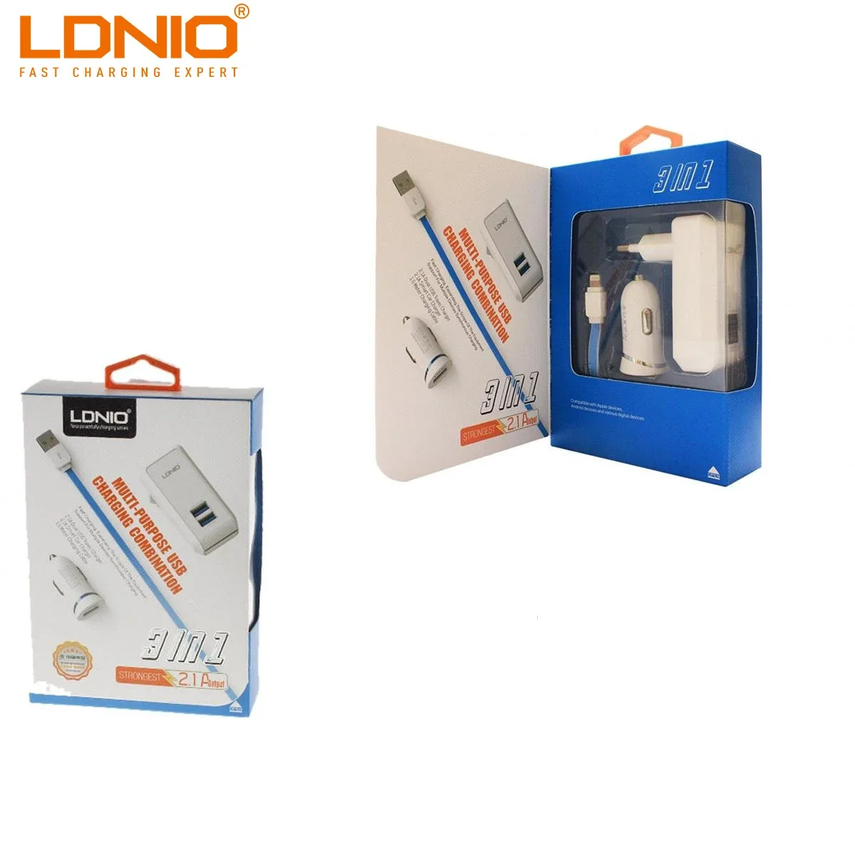 شاحن USB متعدد الاستخدامات LDNIO بمنفذي USB
