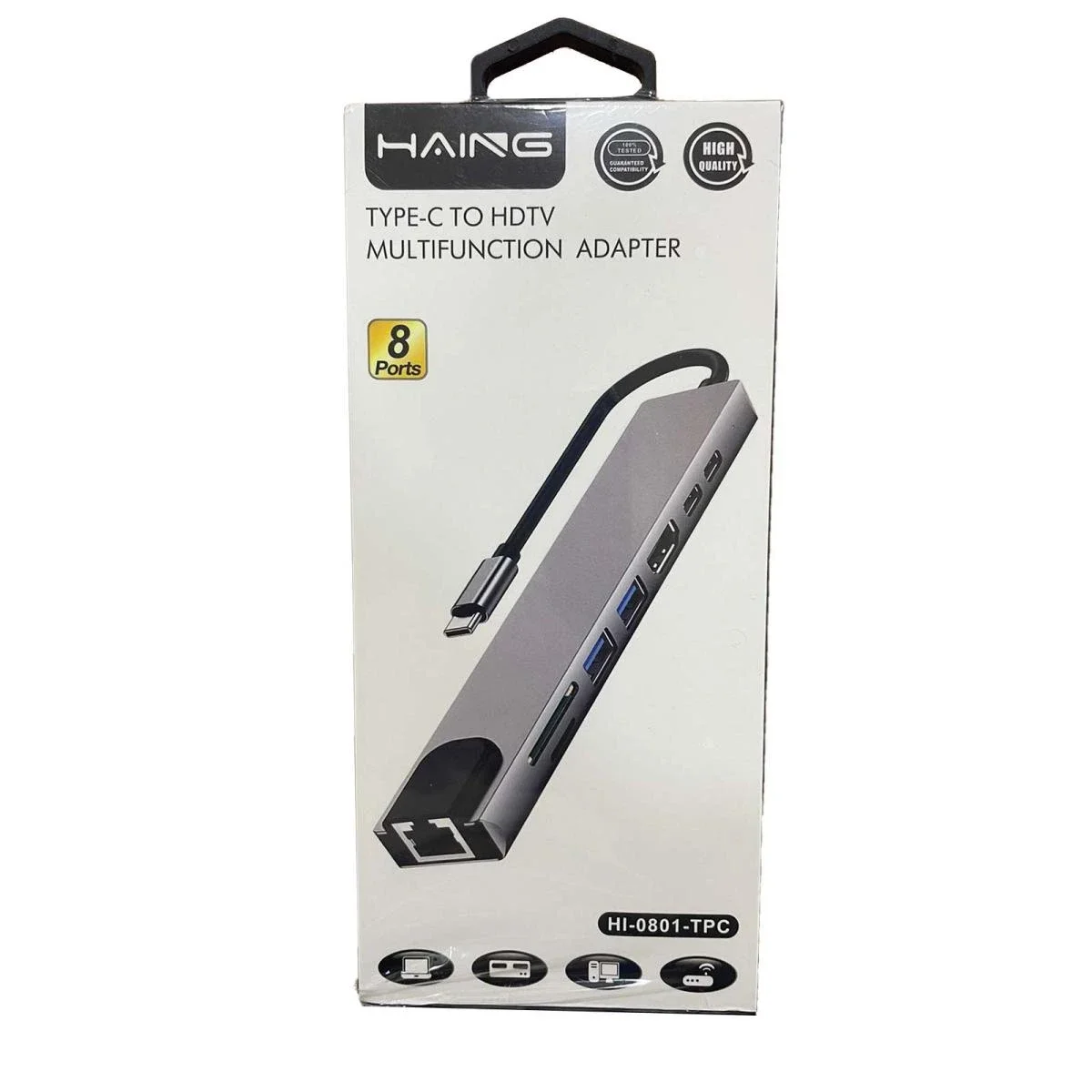 محول متعدد الوظائف HAING USB-C ‏8 في 1 مع HDMI وRJ45 وPD