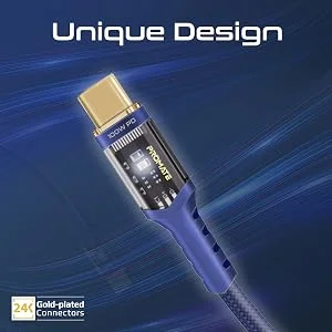 Promate LucidLine-CC120 USB-C to USB-C Fast Charging Cable 100W 120cm Black - Thumbnail 10