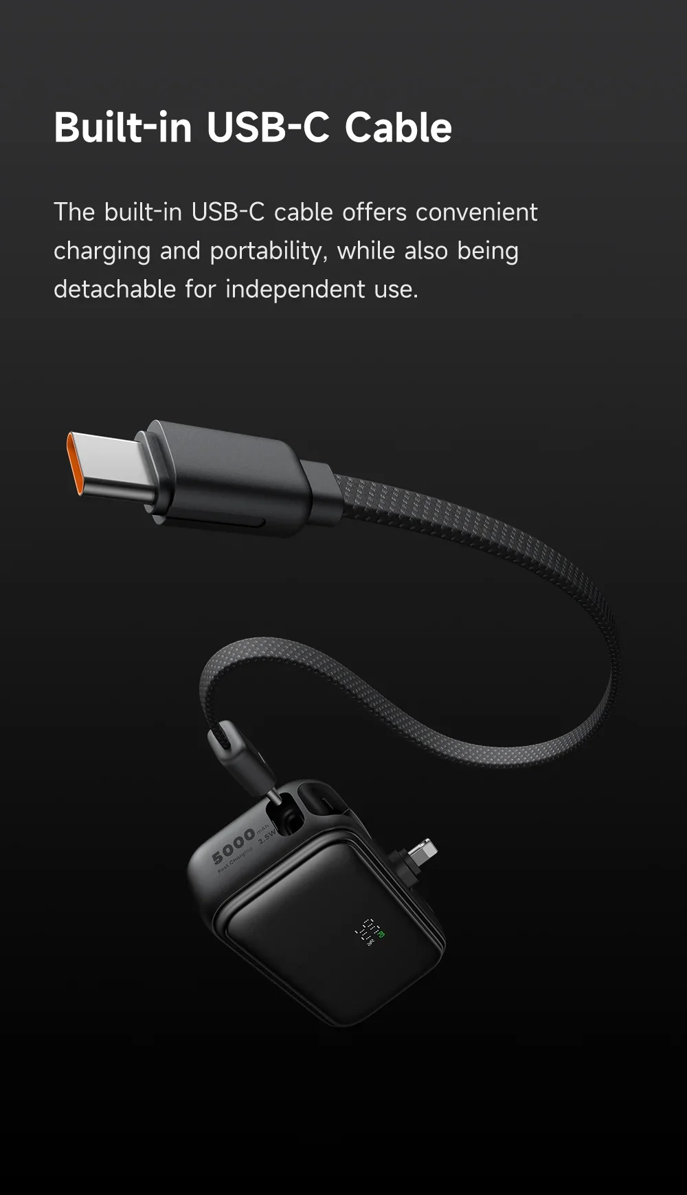 باور بانك Mcdodo MC-7800 MDD Free Kit بسعة 5000mAh وشحن 20W مع قابس iPhone وشاشة رقمية - أسود - Thumbnail 20