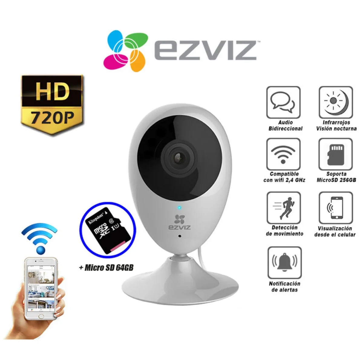 كاميرا مراقبه منزليه Ezviz C2C HD Wi-Fi مع اكتشاف حركه