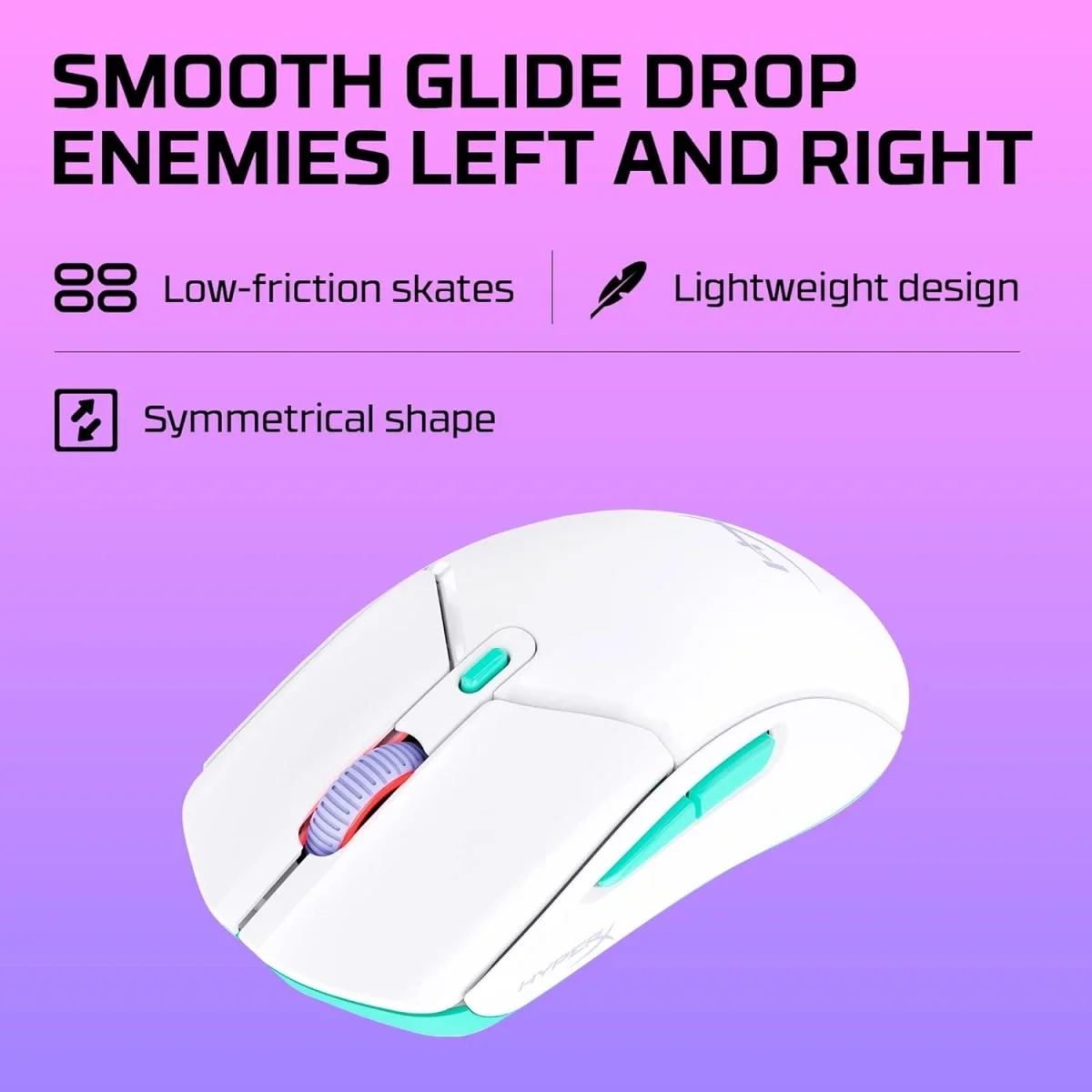 ماوس ألعاب HyperX Pulsefire Haste 2 Core Wireless Bluetooth لاسلكي خفيف 59G - أبيض - Thumbnail 6