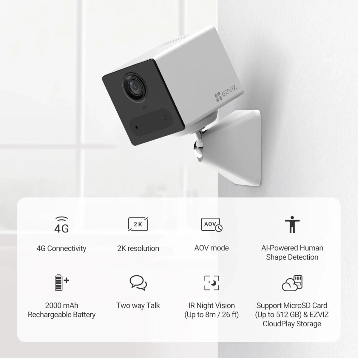 Ezviz CB2 4G Smart Home Battery Camera 2K White - Image 3