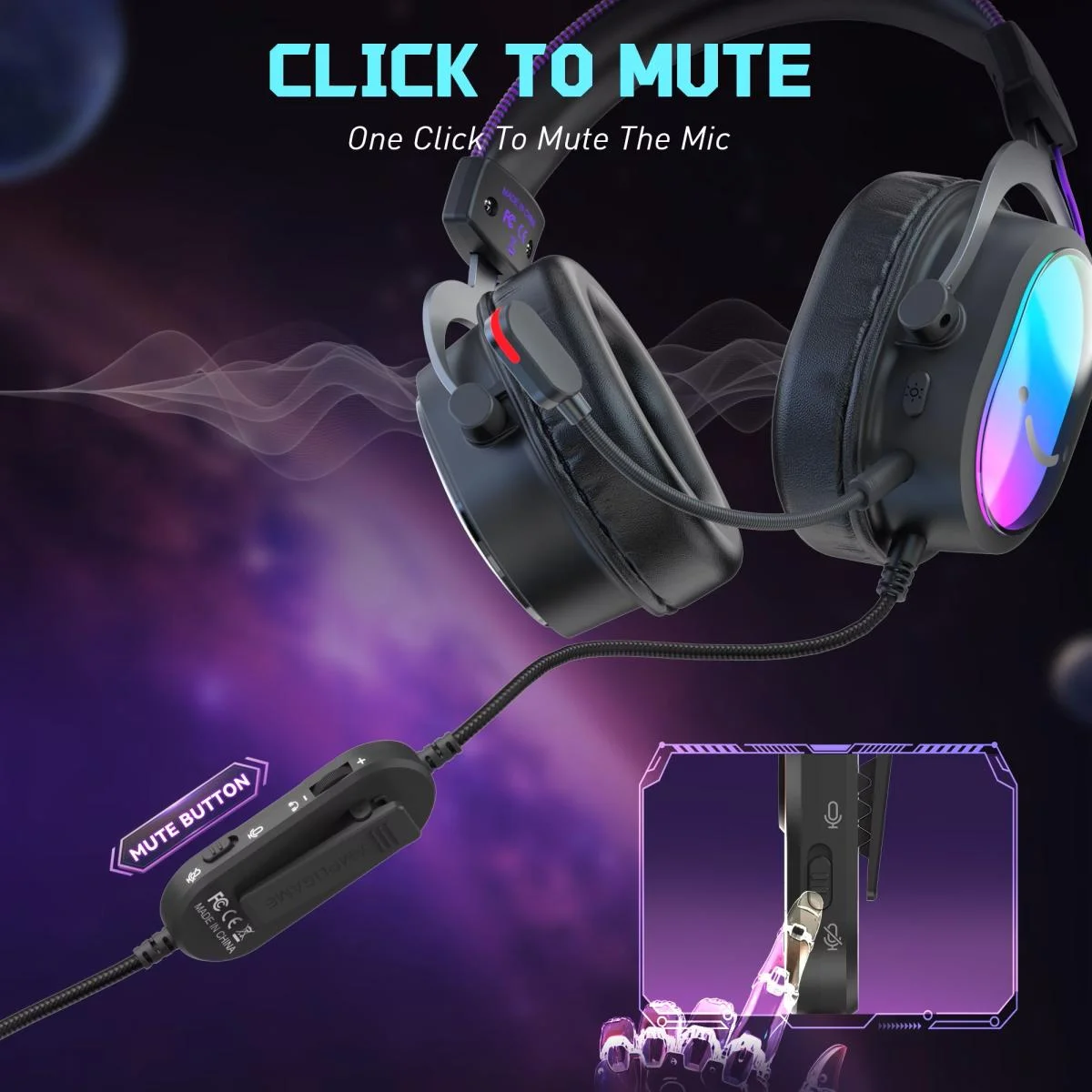 سماعة ألعاب FIFINE AmpliGame H16 بإضاءة RGB وصوت محيطي 7.1 - Image 2