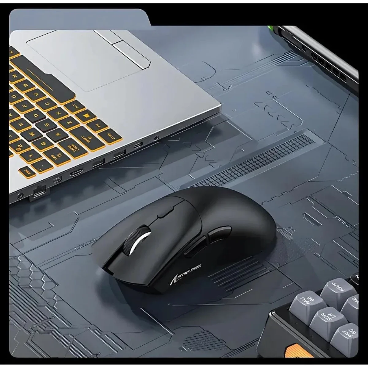 ماوس ألعاب ATTACK SHARK R1 لاسلكي ثلاثي الاتصال أسود - Image 4