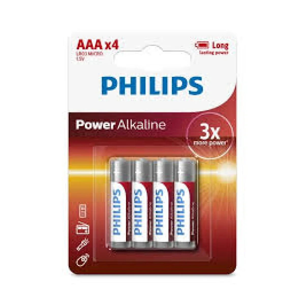 بطاريات Philips LongLife زنك AAA، عبوة 4