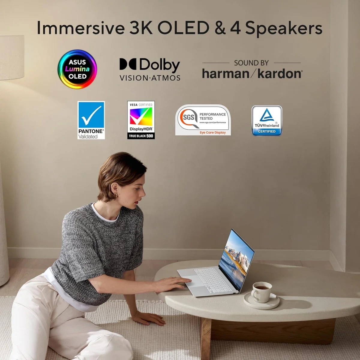 Asus Zenbook S 14 (2024) UX5406SA 14-inch 2.8K OLED 120Hz Touch Laptop Intel Core Ultra 7 256V 16GB RAM 1TB SSD Scandinavian White - Image 4