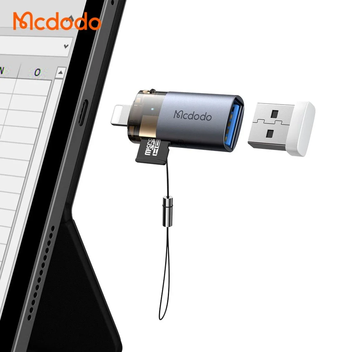 محول Mcdodo OT-7850 USB إلى Lightning OTG مع قارئ بطاقات microSD - Thumbnail 3