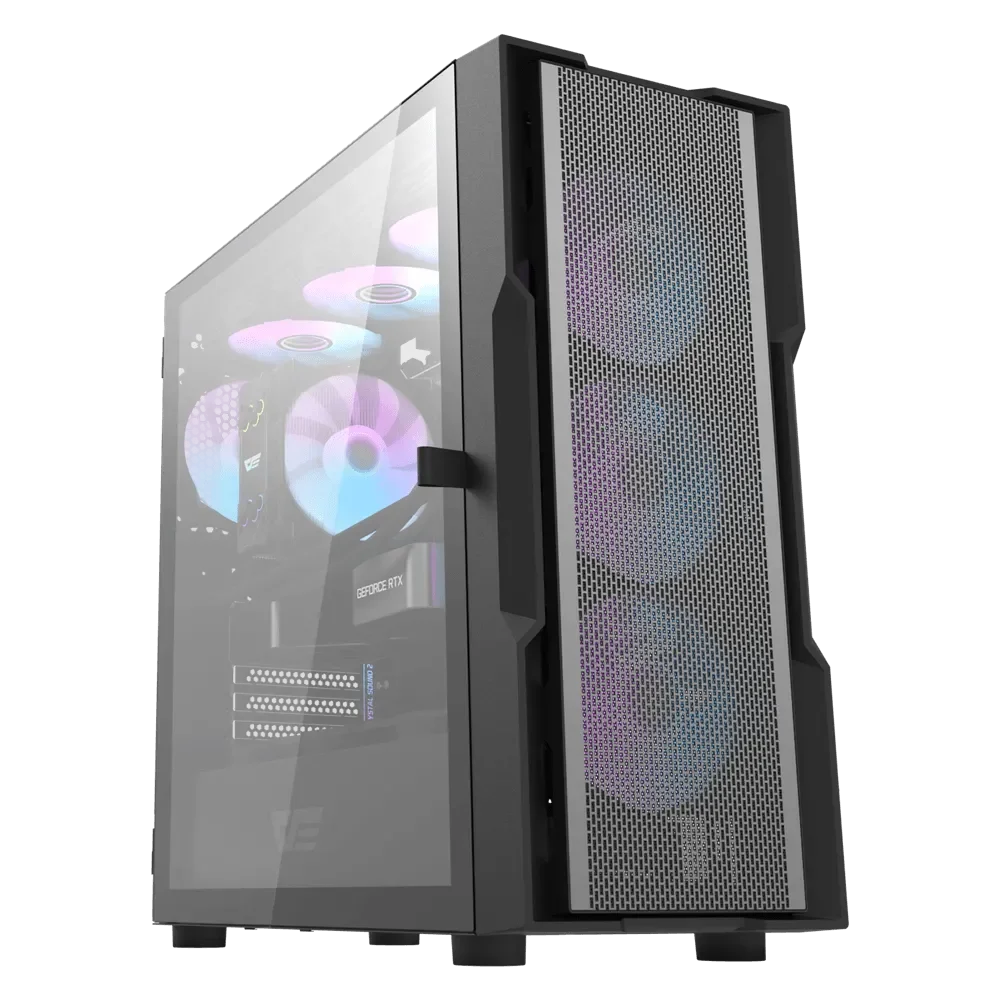 كيس كمبيوتر DarkFlash DK431 E-ATX أسود مع 4 مراوح ARGB مركبة مسبقاً