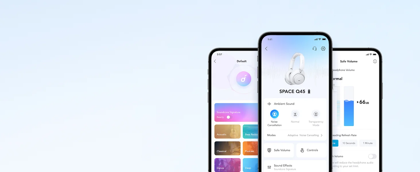 سماعات Anker Soundcore Space Q45 بعزل ضوضاء تكيفي ANC، تشغيل 50 ساعة، أبيض - Thumbnail 12
