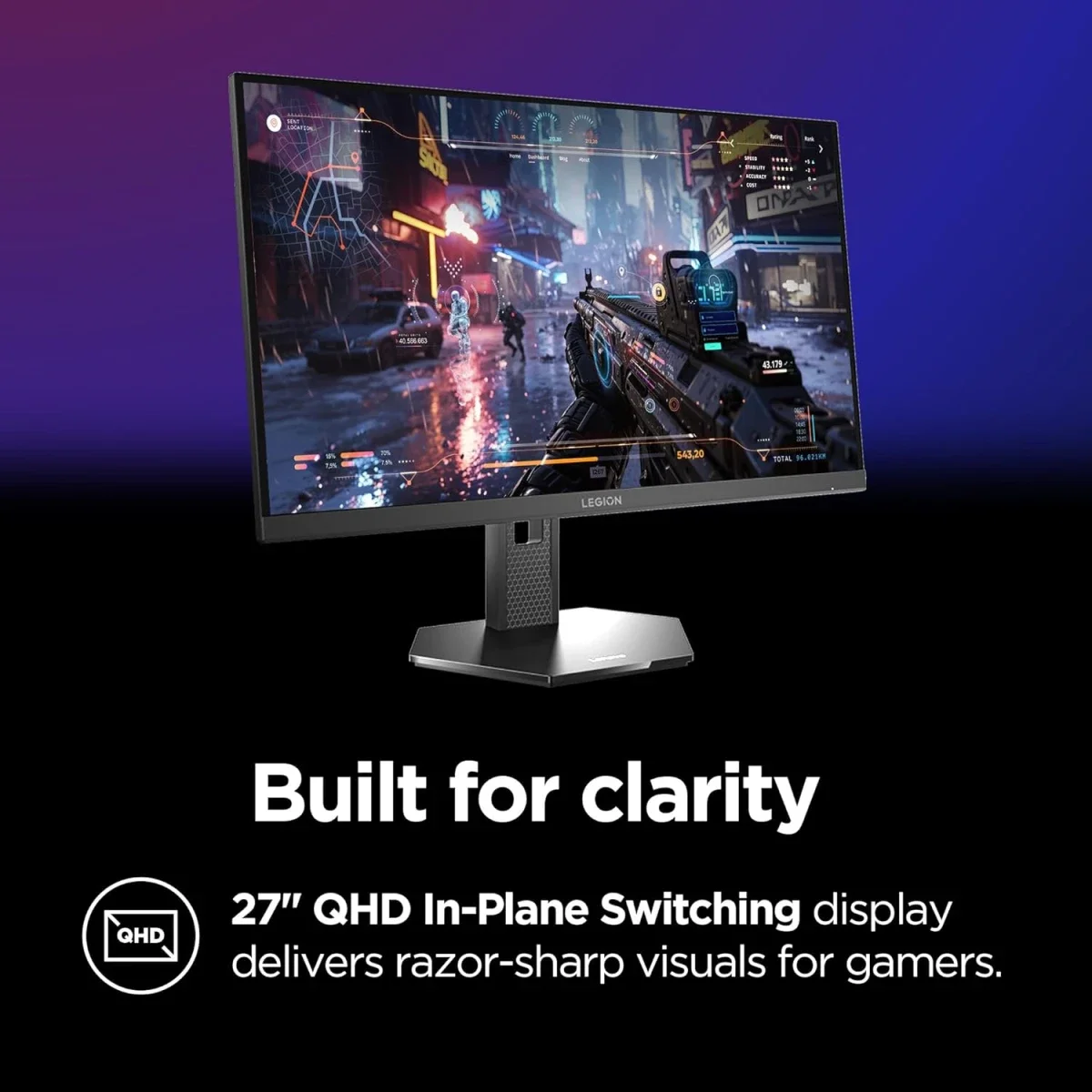 شاشة ألعاب Lenovo Legion 27Q-11 مقاس 27 إنش QHD IPS بتردد 300 هرتز - Thumbnail 2