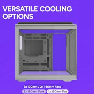 هيكل كمبيوتر Cooler Master Elite 600 ATX ميد تاور باللون الأبيض مع 7 مراوح ARGB عكسية مثبتة مسبقًا - Thumbnail 13
