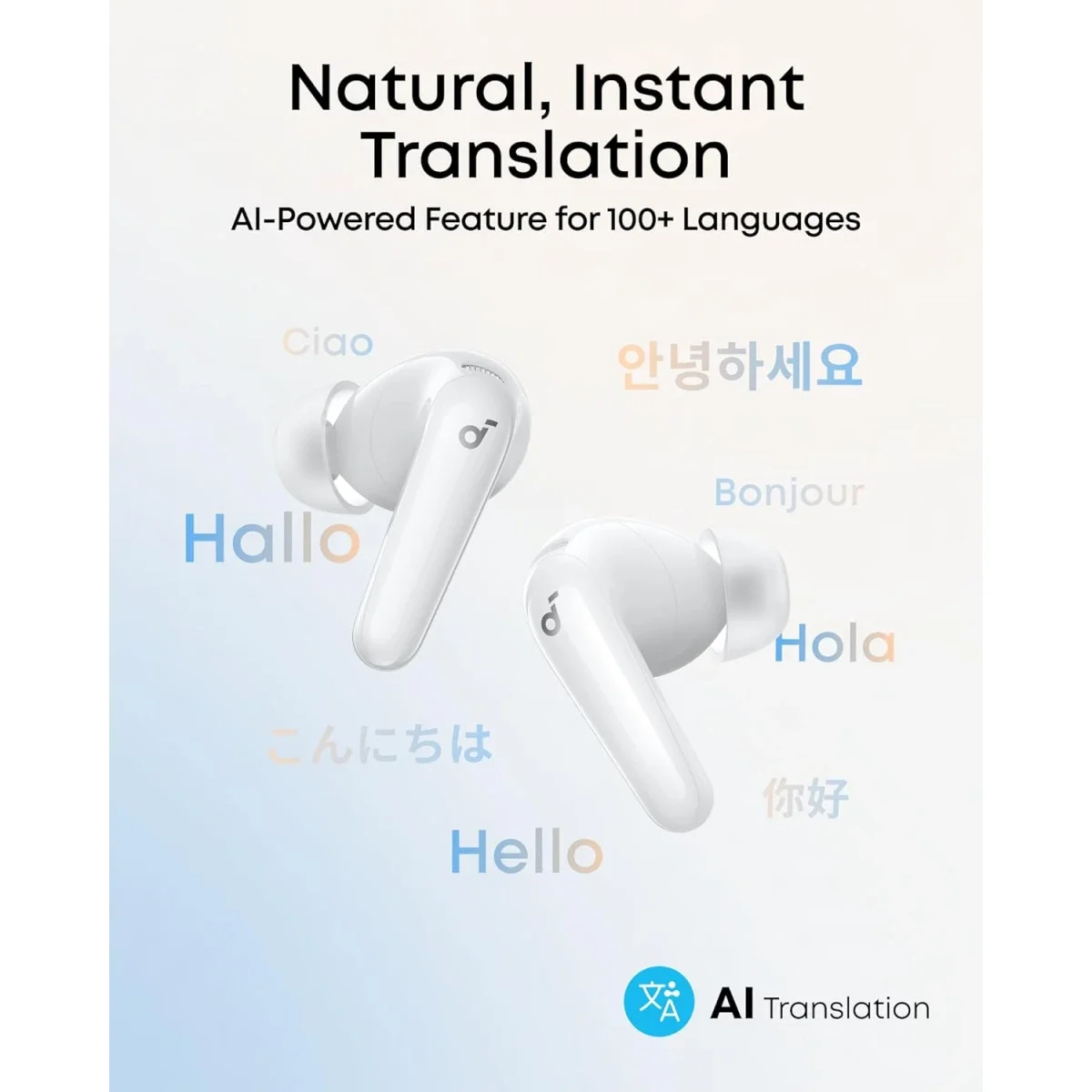 سماعات أذن لاسلكية Anker Soundcore R60i NC مع إلغاء ضوضاء تكيفي وصوت عالي الدقة، تشغيل 50 ساعة، أبيض - Thumbnail 5