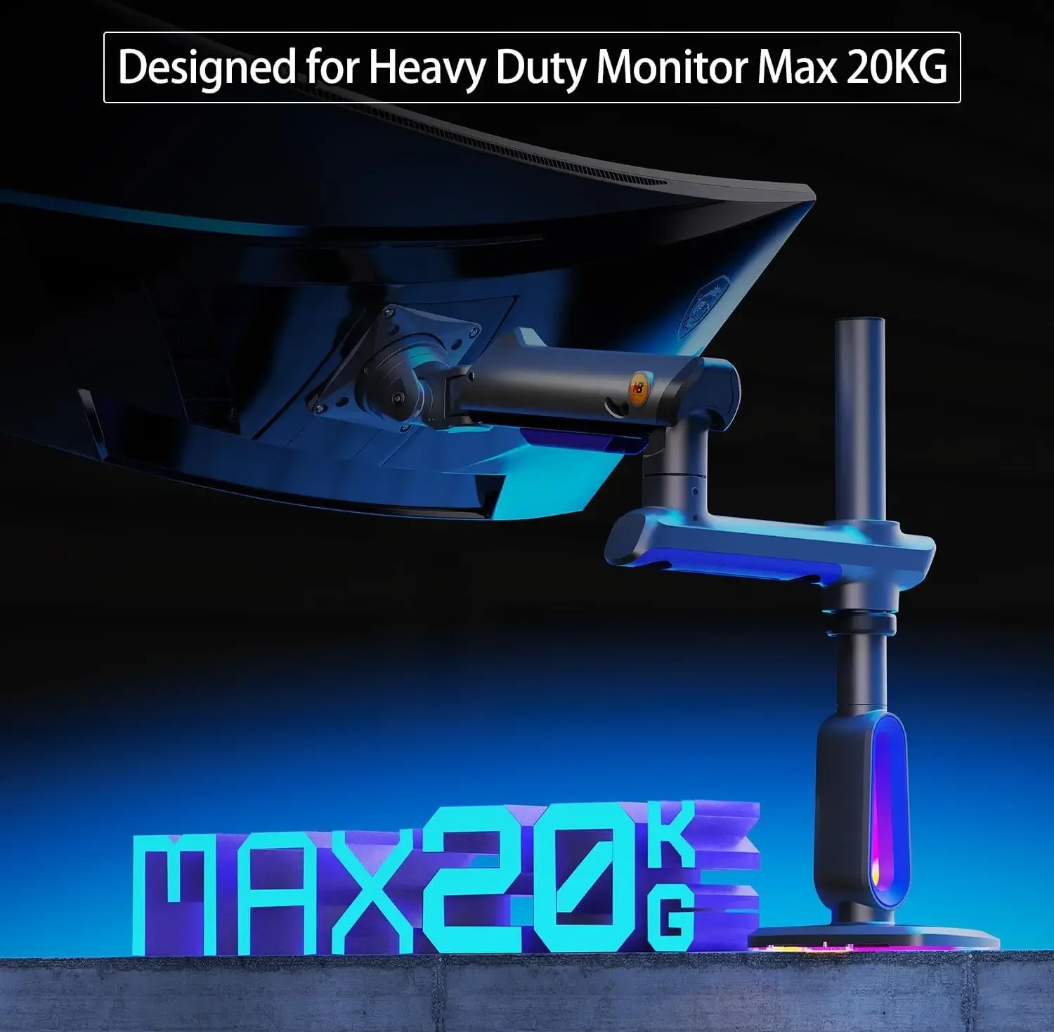 North Bayou G80 Gaming RGB Monitor Arm Desk Mount for 32-inch to 60-inch Monitors - Image 11