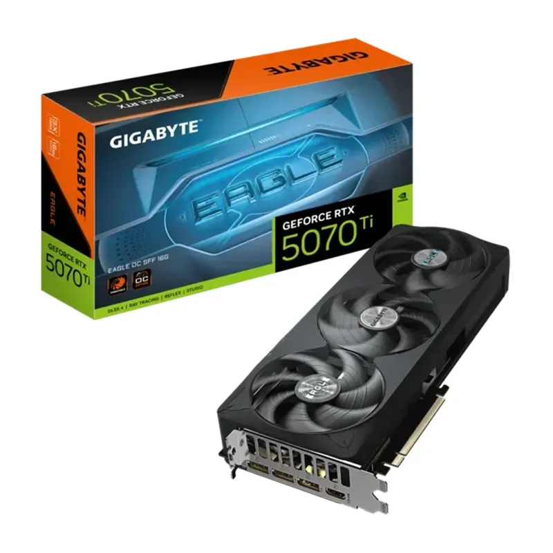 كرت شاشة GIGABYTE GeForce RTX 5070 Ti EAGLE OC SFF 16G بمعمارية NVIDIA Blackwell وتقنية DLSS 4 وإضاءة RGB (GV-N507TEAGLE OC-16GD)