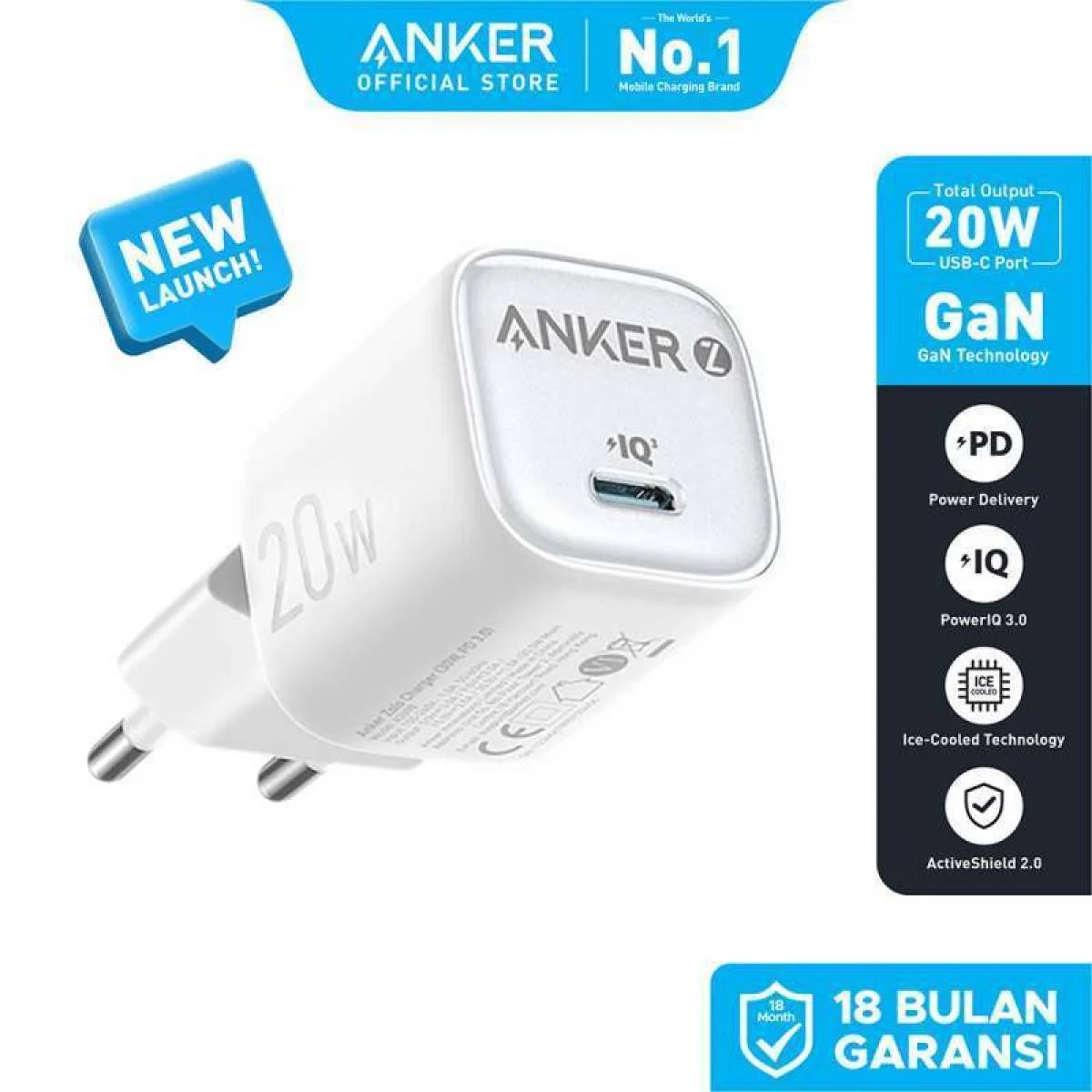 Anker Zolo A2699L11 20W USB-C PD 3.0 Wall Charger - White