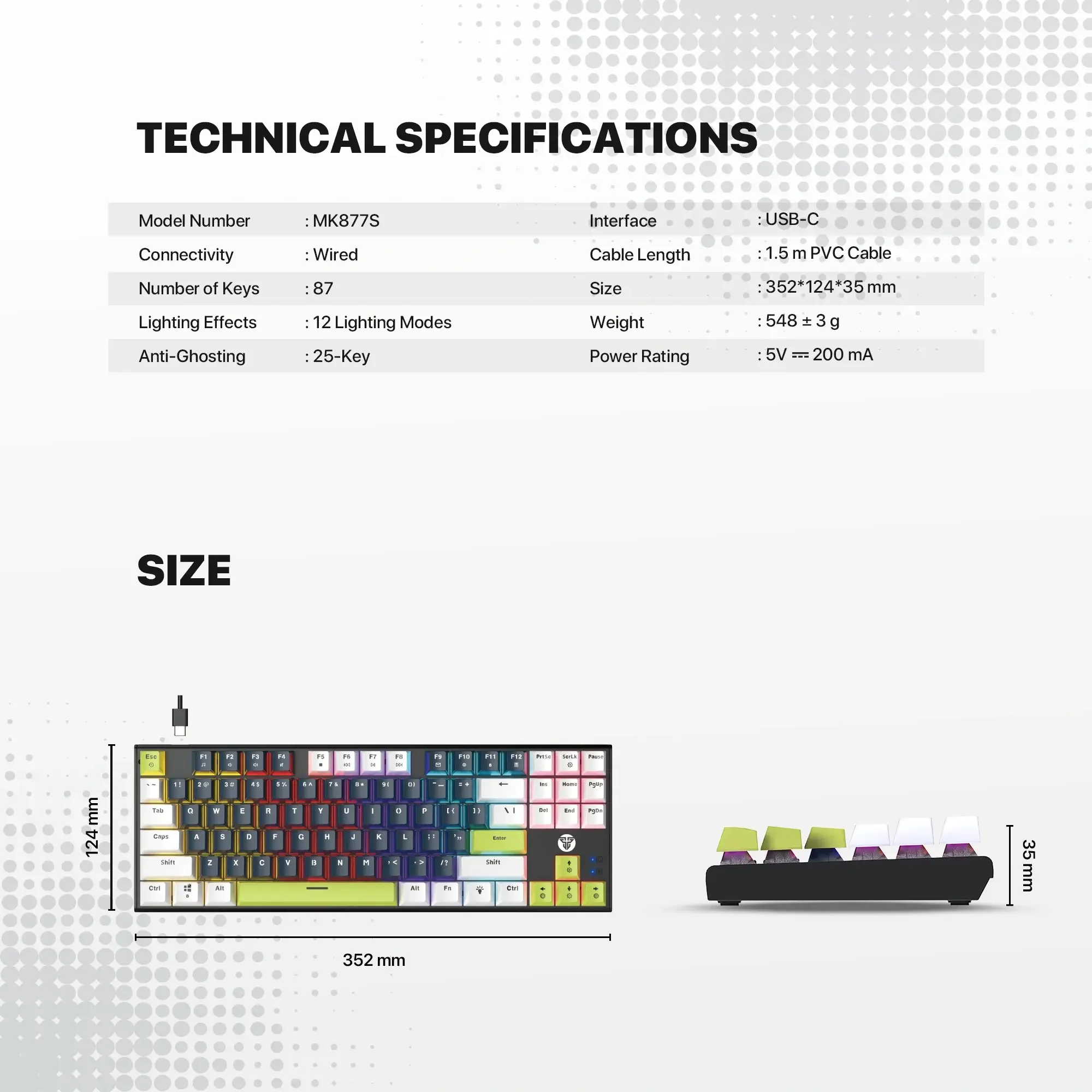 Fantech ATOM87S MK877S Mechanical Gaming Keyboard Mori Edition White - Image 6