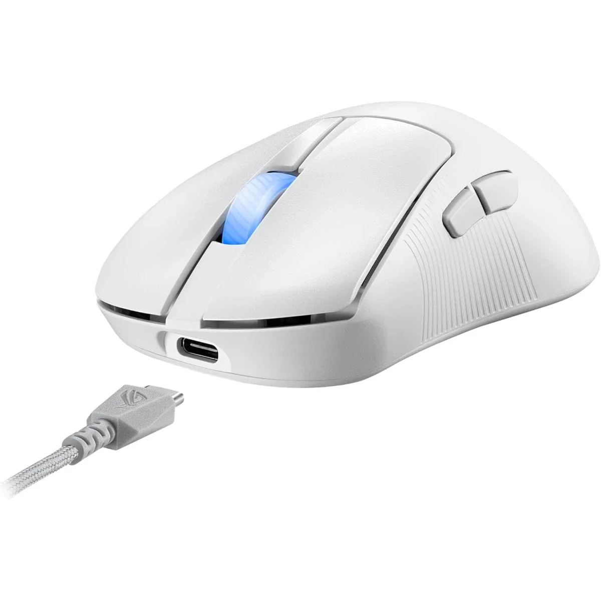 ماوس ألعاب Asus ROG Keris II Ace فائق الخفة 54 غرام بتصميم مريح وبدقة 42,000 DPI، أبيض - Thumbnail 9