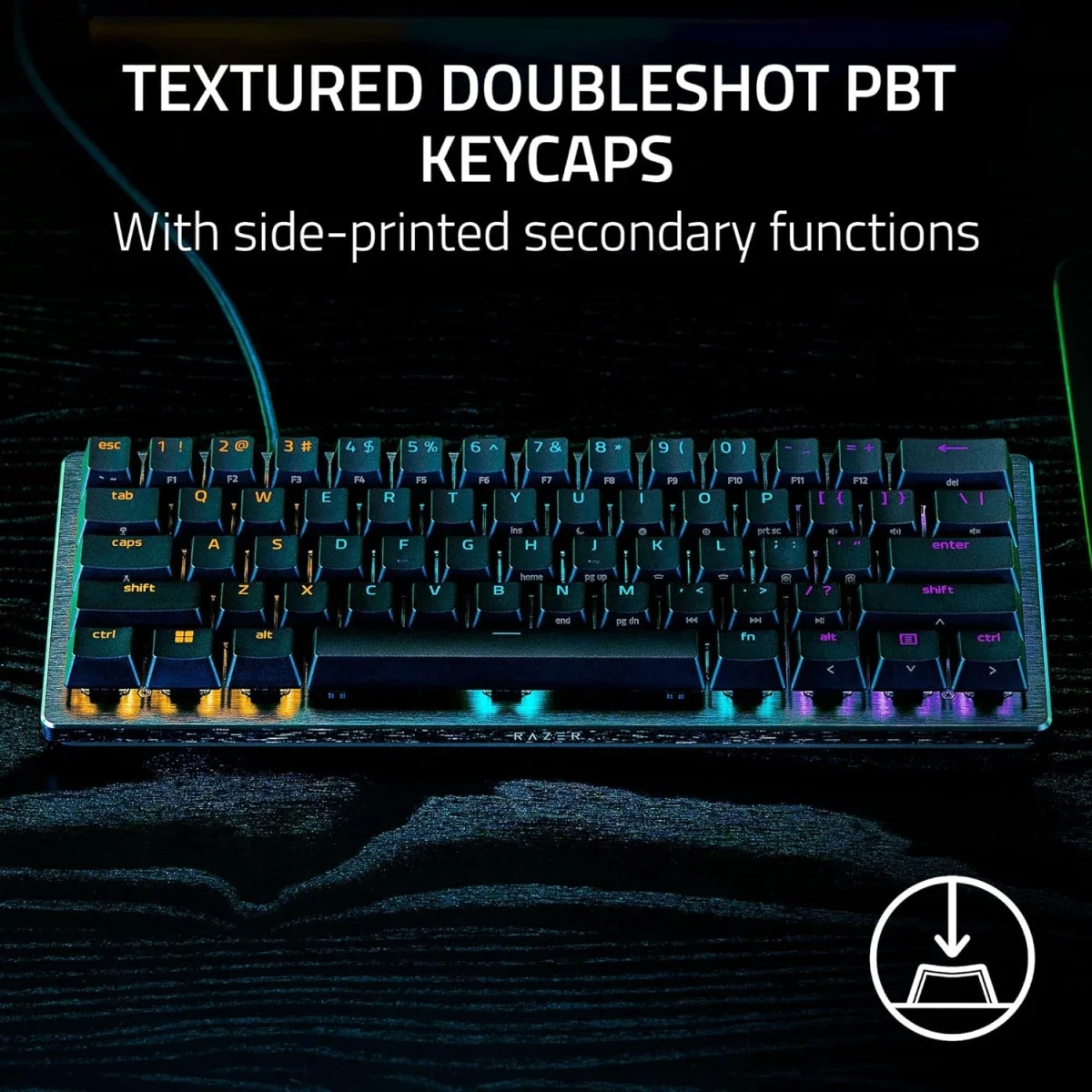 كيبورد ألعاب Razer Huntsman V3 Pro Mini بحجم 60% مع سويتشات أنالوج أوبتيكال - أسود - Thumbnail 6