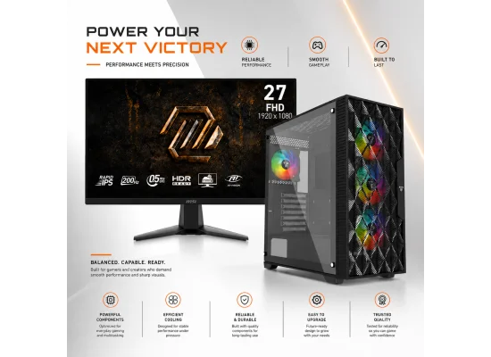 GTS 4.5+ Gaming PC Bundle, Intel Core Ultra 7 265F 20-Core, RTX 5060 8GB GDDR7, 16GB DDR5 6000MHz Fury RGB, 1TB NV3 6000MB/s, MSI PRO MP273 E14A 27" FHD 1920x1080 IPS 144Hz 1ms Monitor - Image 2